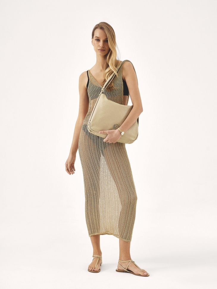 Urban bőr kézitáska bézs színben SEASON