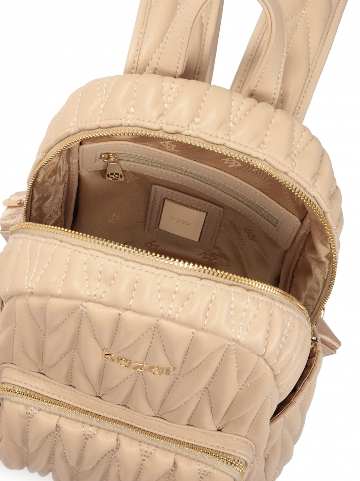 Steppelt bézs színű bőr hátizsák  MOXIE