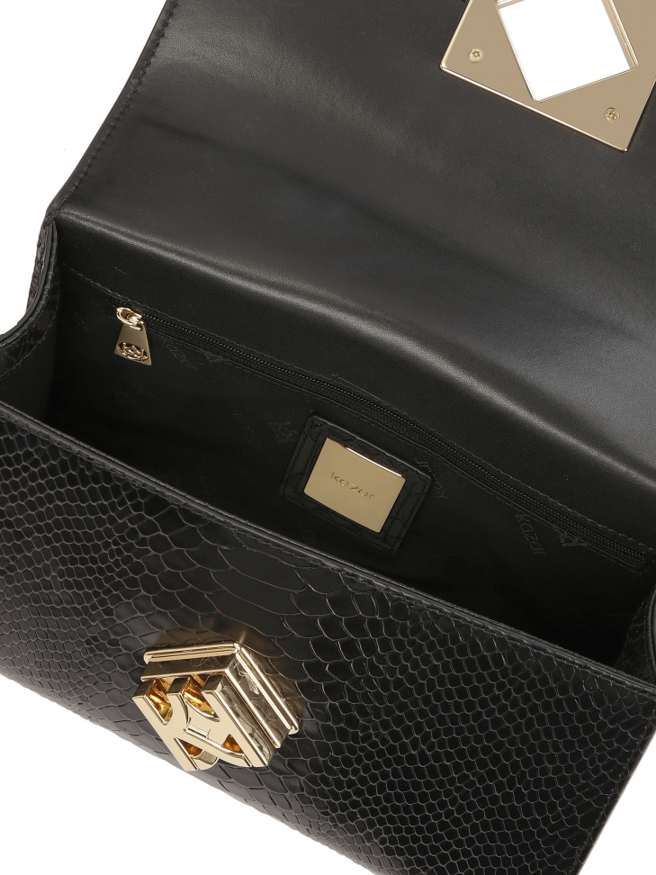 Fekete kézitáska egzotikus mintával VIENA M