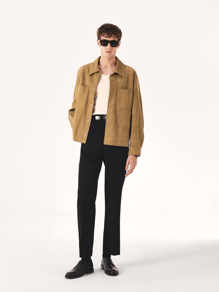 Fekete bőrcipő varrással DYZMA