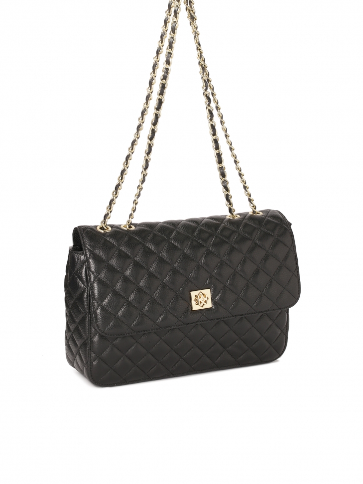 Fekete bőr válltáska steppelt mintával  VIDIA M