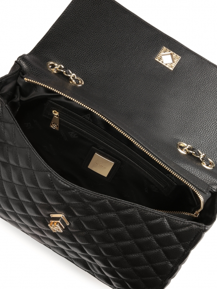 Fekete bőr válltáska steppelt mintával  VIDIA M