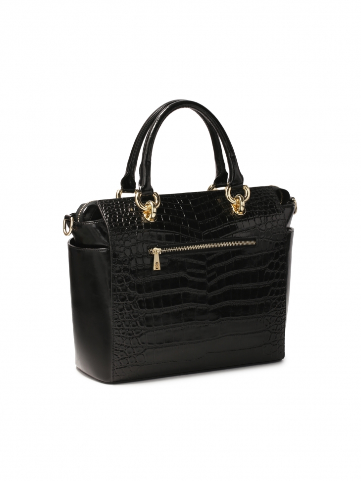 Elegáns bőr kézitáska dombornyomott krókuszmintával NELLIE L