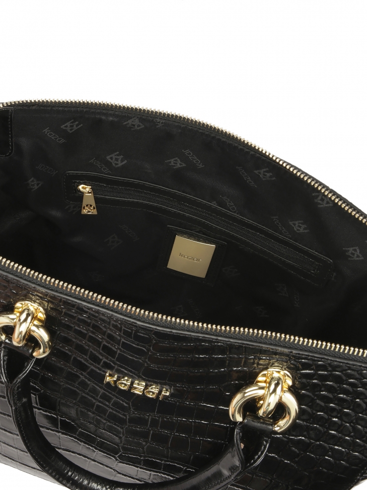 Elegáns bőr kézitáska dombornyomott krókuszmintával NELLIE L