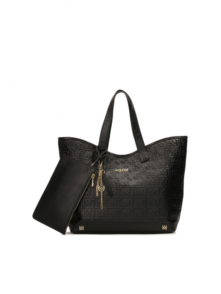 Fekete válltáska tokkal és kulcstartóval SARAH