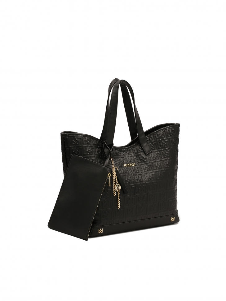 Fekete válltáska tokkal és kulcstartóval SARAH