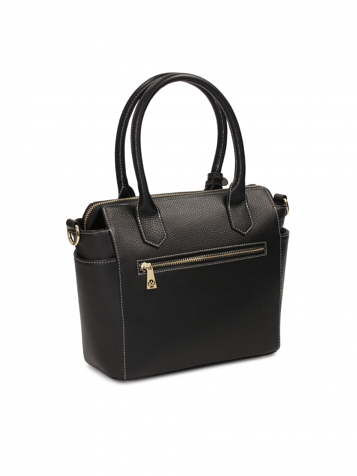 Fekete kézitáska kontrasztos fehér varrással NELLIE