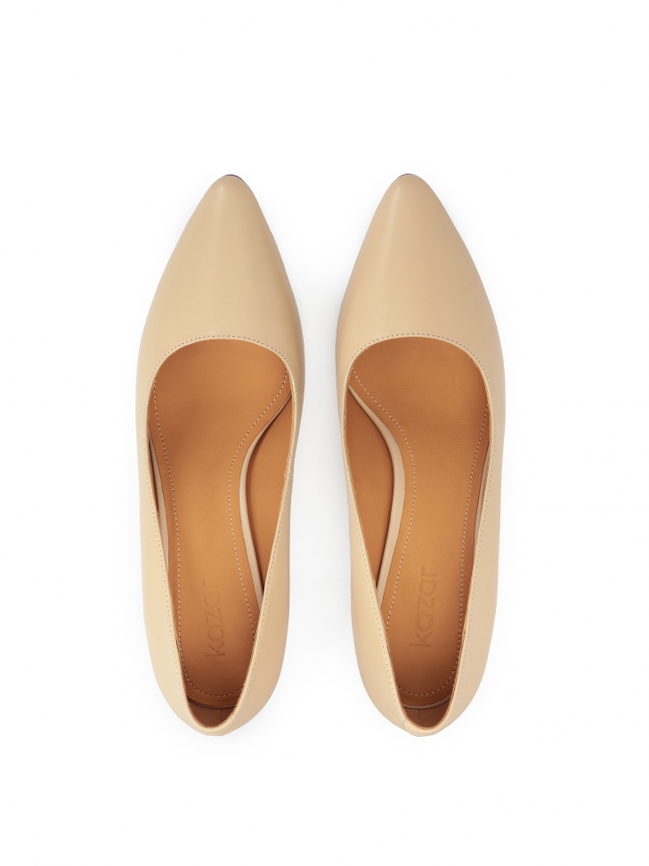 Minimalista bézs bőr szivattyú  GRACIA