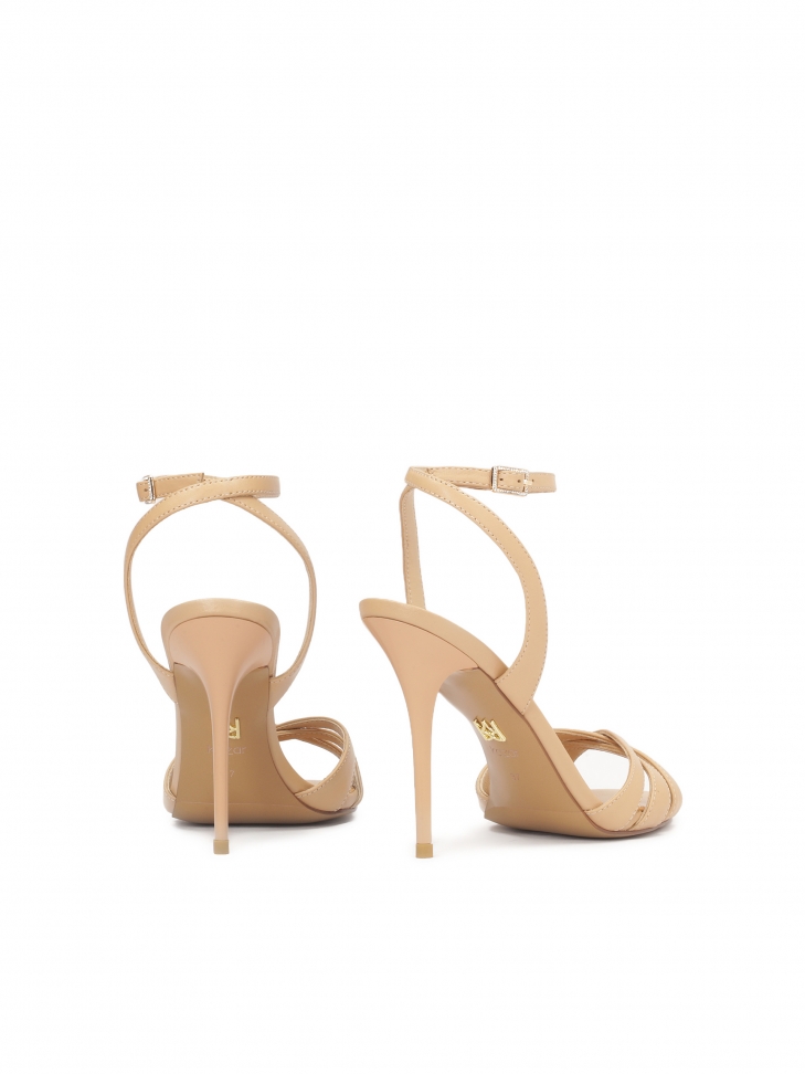 Bézs színű szandál magas, karcsú sarokkal EVA
