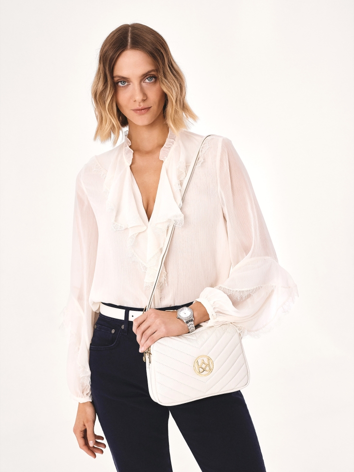 Kis fehér kézitáska övön RITA