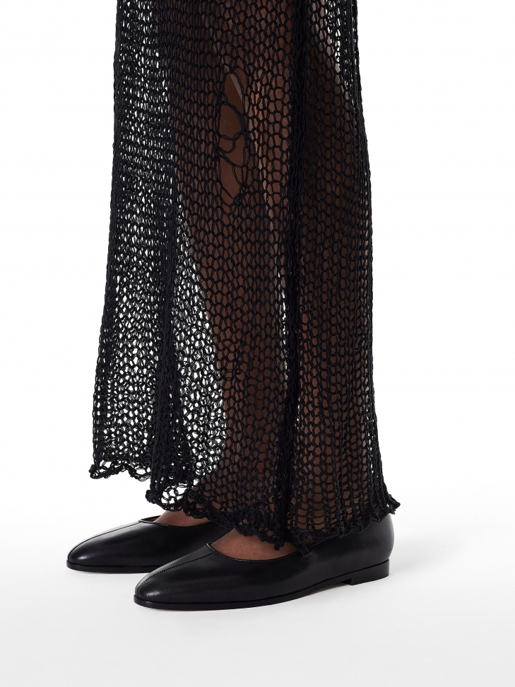 Fekete bőr balerinák pánttal FEYZA