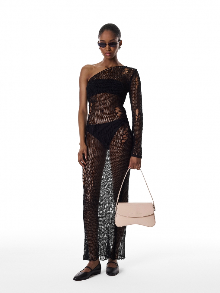 Fekete bőr balerinák pánttal FEYZA