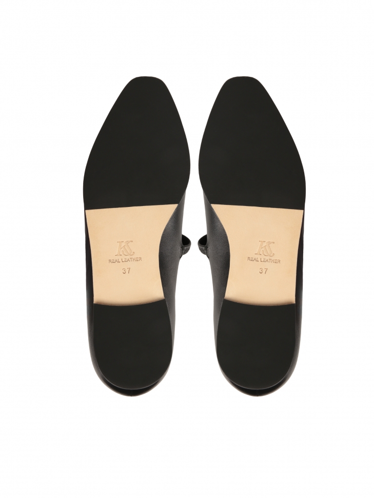 Fekete bőr balerinák pánttal FEYZA