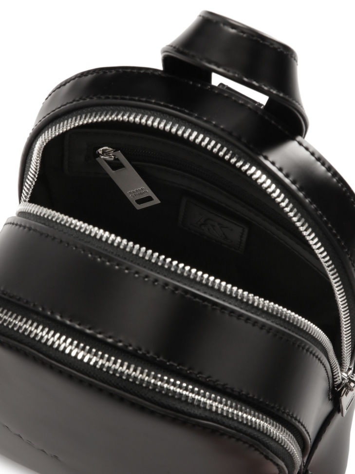 Kis fekete merev bőr hátizsák BRYCE