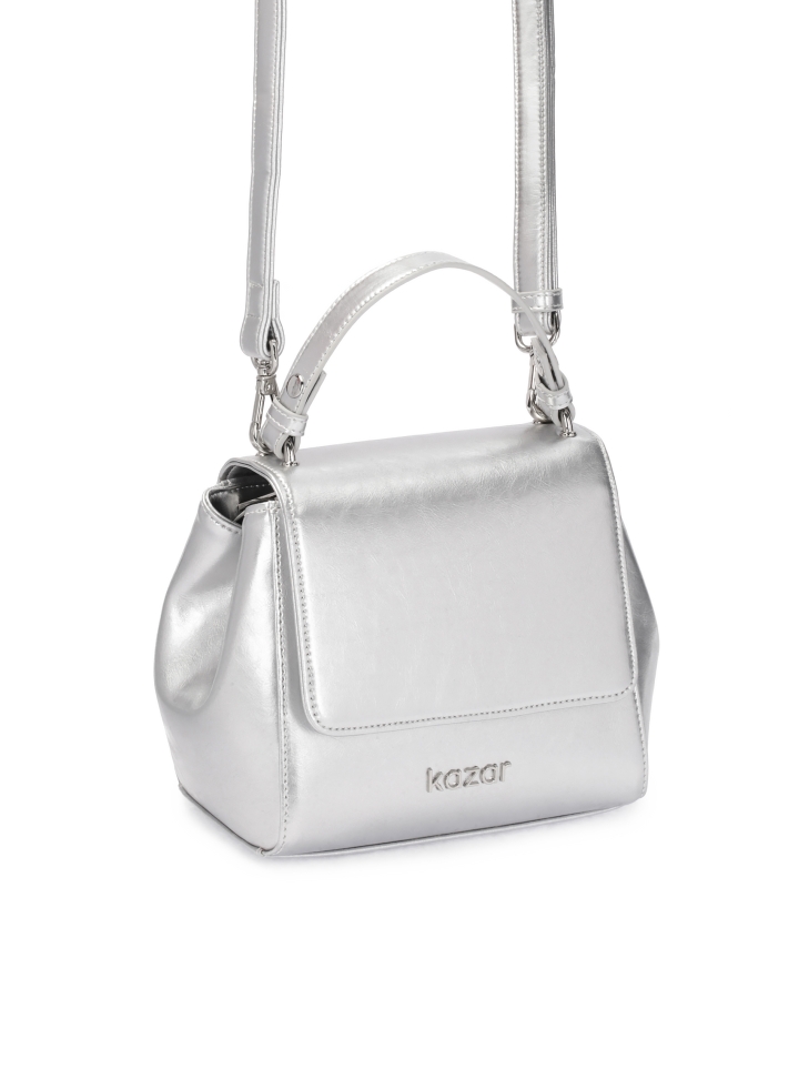 Ezüst kézitáska csomagtartó fogantyúval és pánttal KRISTENA