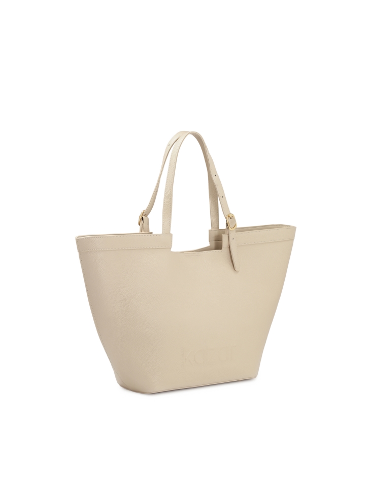 Krémszínű nagyméretű válltáska sima bőrből  NAN