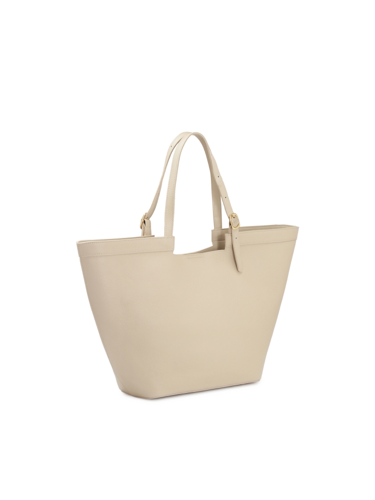 Krémszínű nagyméretű válltáska sima bőrből  NAN