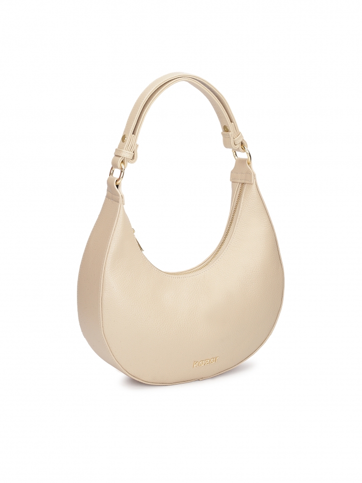Bézs bőr kézitáska egyedi formával  IVONY M
