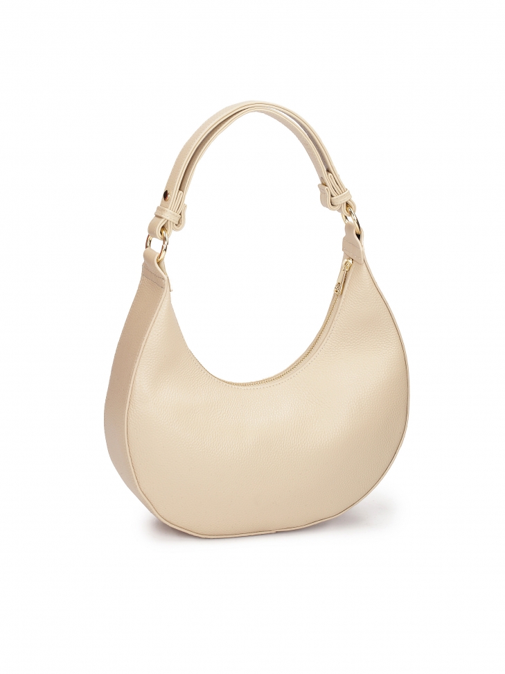 Bézs bőr kézitáska egyedi formával  IVONY M