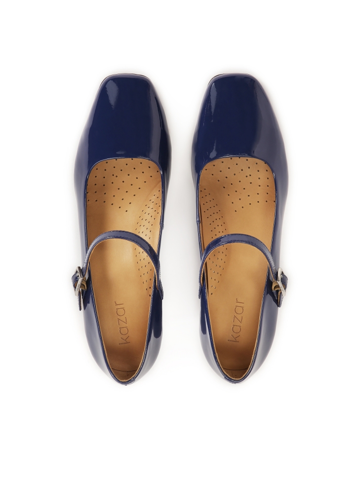 Tengerészkék lakkbőr alacsony sarkú szivattyú GAURA