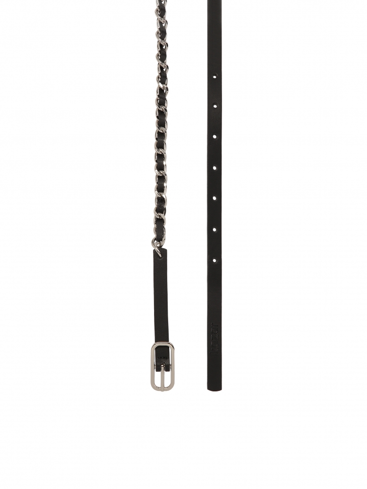 Keskeny bőröv fémlánccal REEVES