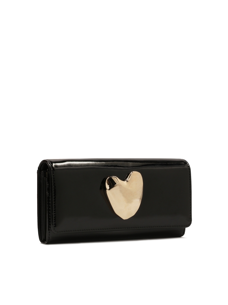 Fekete lakkozott pénztárca ékszer díszítéssel JOLENE