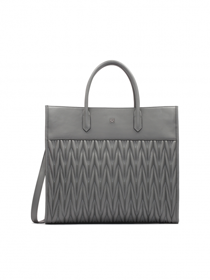 Nagy szürke kézitáska fogantyúkkal és steppelt testtel  GIUDI