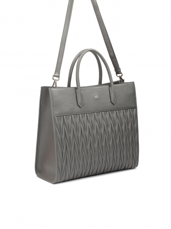 Nagy szürke kézitáska fogantyúkkal és steppelt testtel  GIUDI