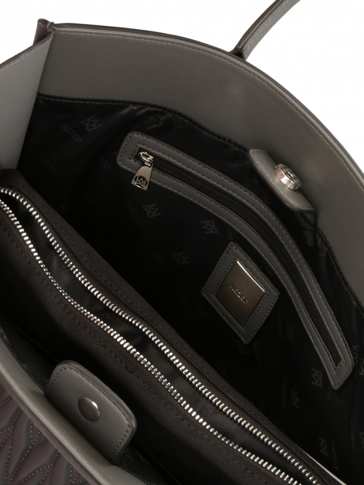 Nagy szürke kézitáska fogantyúkkal és steppelt testtel  GIUDI