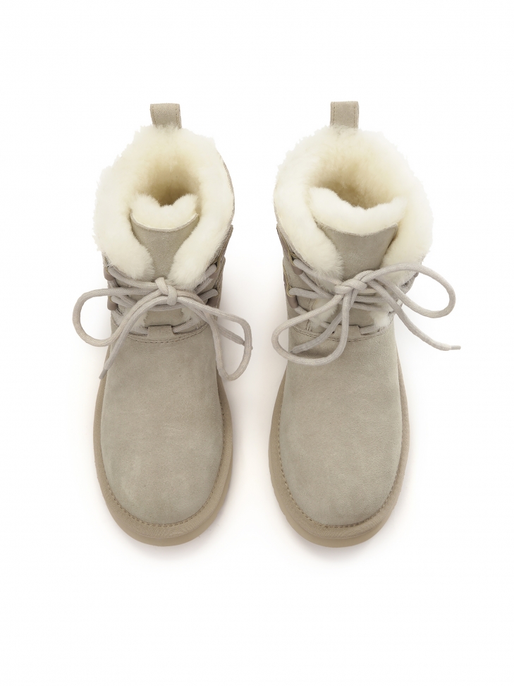 Szürke hócsizma fűzős felsőrésszel ZULA