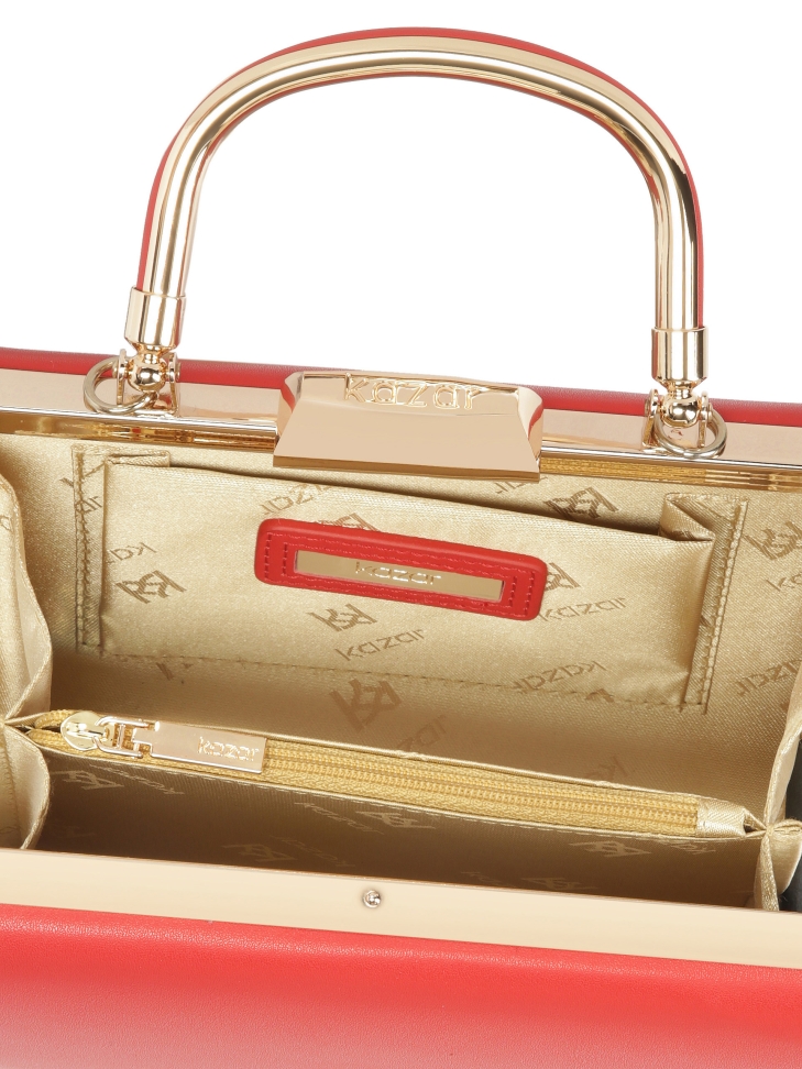 Piros koktél kuplung táska fém fogantyúval TORIA