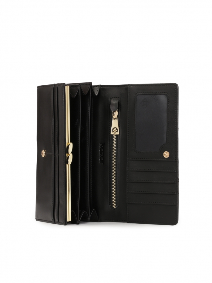 Fekete bőr pénztárca arany strasszkövekkel  JOLENE