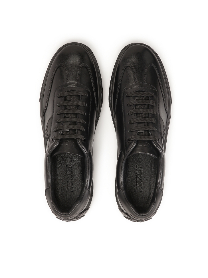 Fekete bőr tornacipő gumival a sarkán SEMOUSE