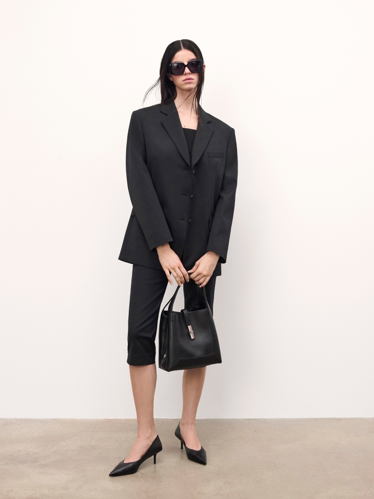 Fekete elegáns bőr kézitáska LAURIE