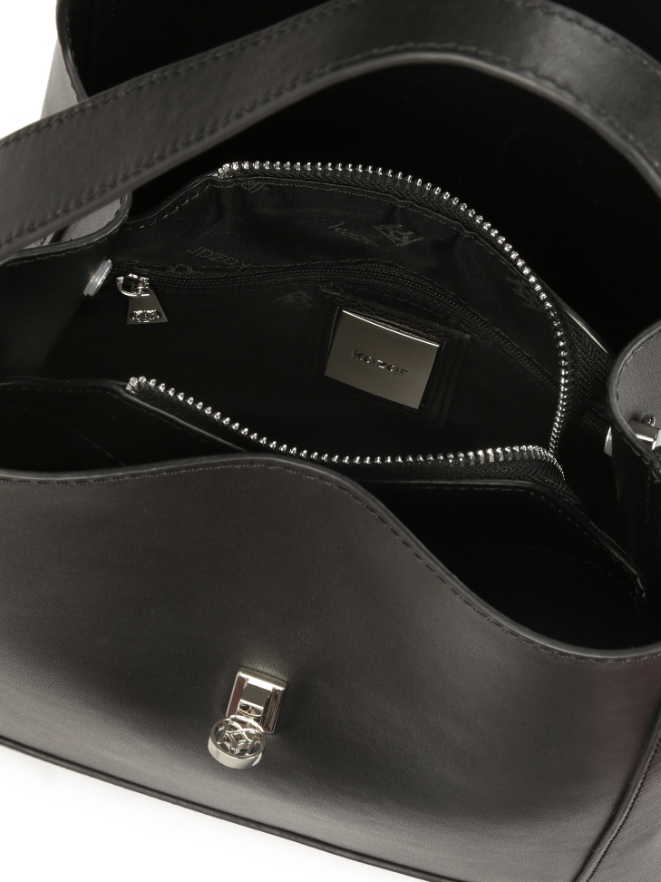 Fekete elegáns bőr kézitáska LAURIE