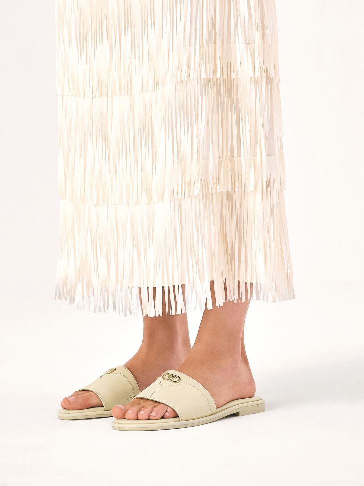 KAZAR monogramos krémszínű bőr csúszdák JOVITE