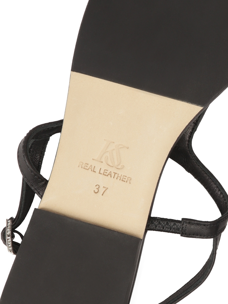 Fekete bőr szandál szögletes orrú szandállal KS MURIEL