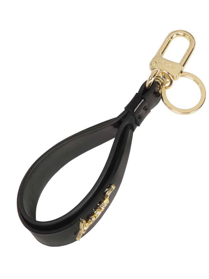 Fekete kulcstartó logókkal díszített bőrszíjjal LAINEY