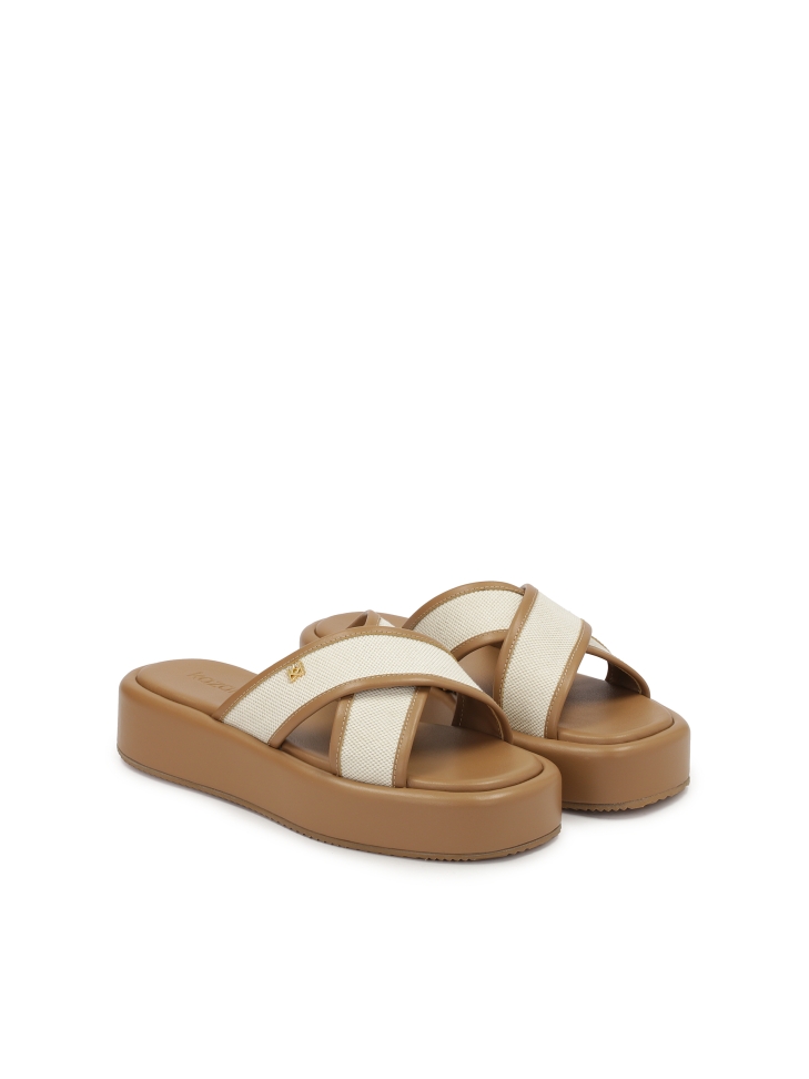 Barna csúszdák bőr és vászon anyagból  AQUA