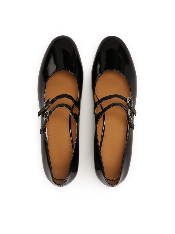 Fekete lakkbőr Mary Jane pumpa két pánttal KAJA