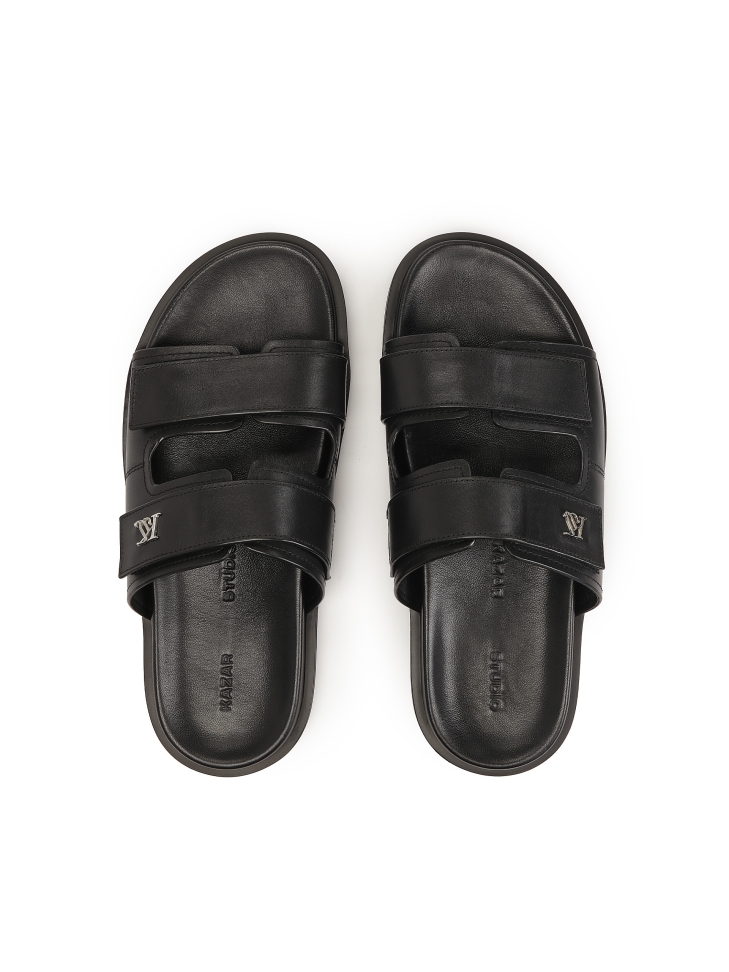 Fekete csúszdák tépőzáras pántokkal KS JEFFERSON