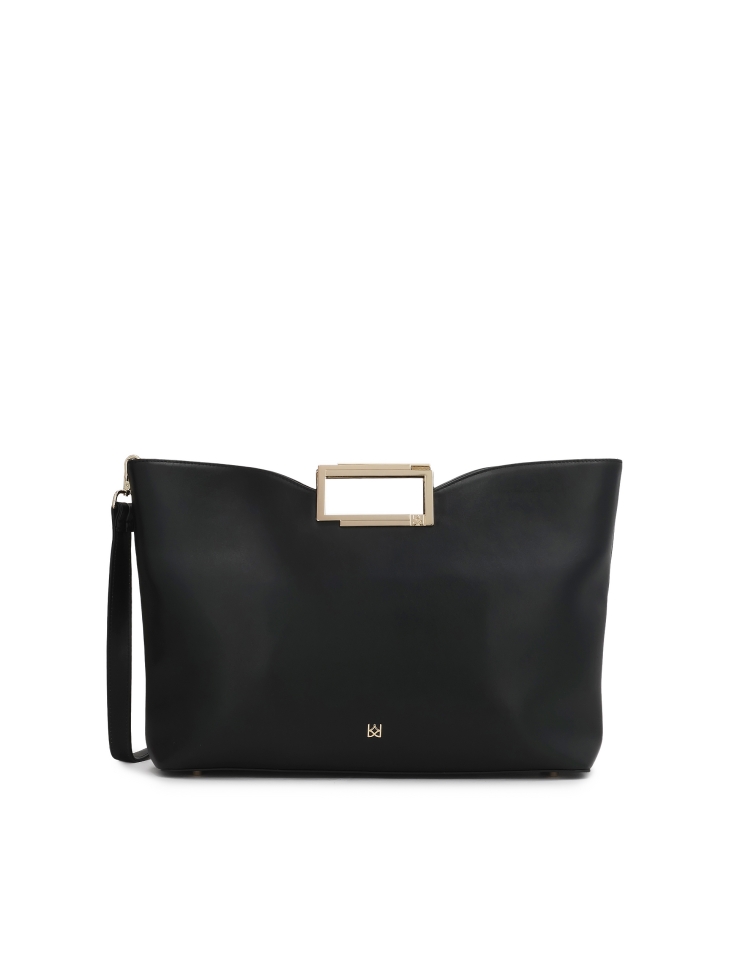 Nagy, fekete, szabályos formájú kézitáska AUDREY