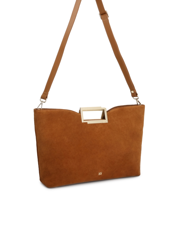 Velúr kézitáska fém fogantyúval AUDREY