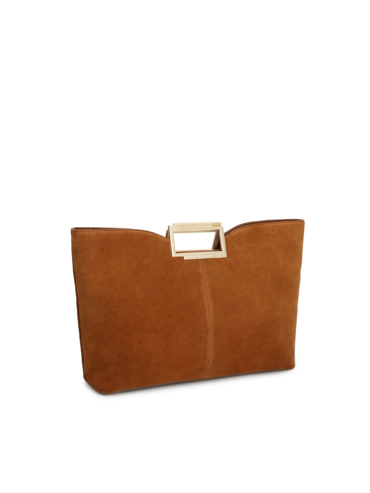 Velúr kézitáska fém fogantyúval AUDREY