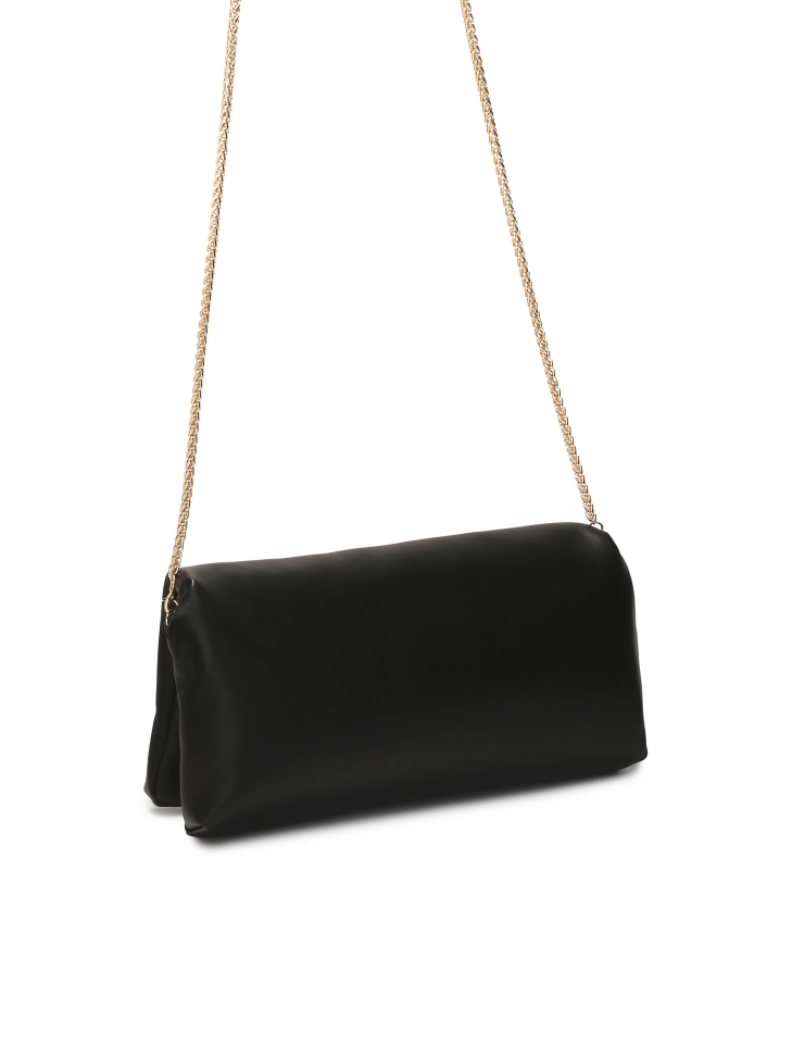 Fekete puffasztott táska fém díszítéssel ISADORA