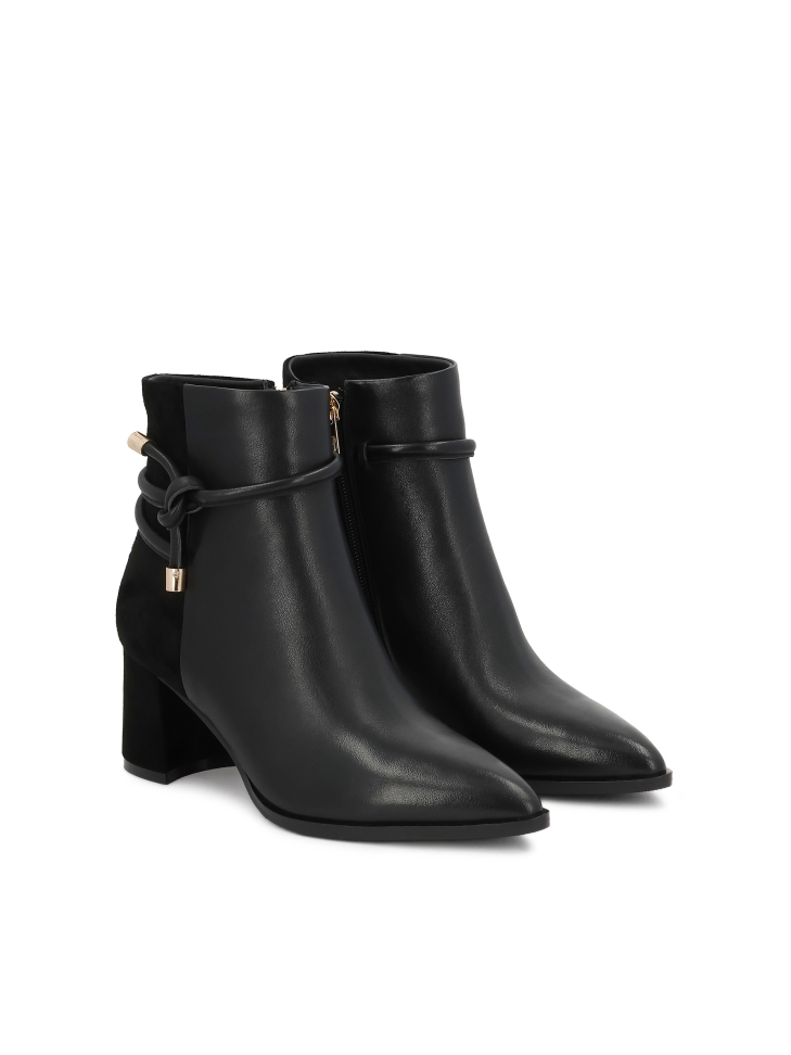 Fekete velúr és sima bőr csizma SERINA