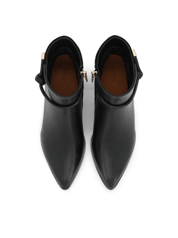 Fekete velúr és sima bőr csizma SERINA