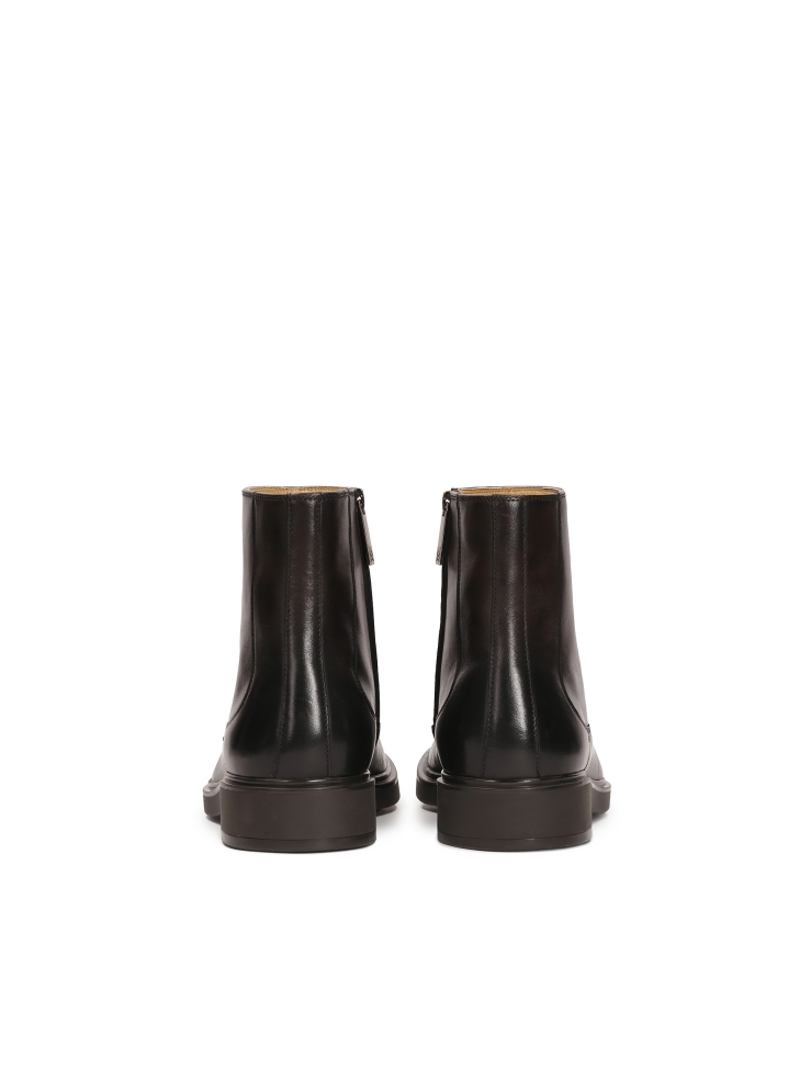 Barna bőr cipzáras csizma VEKUNUS