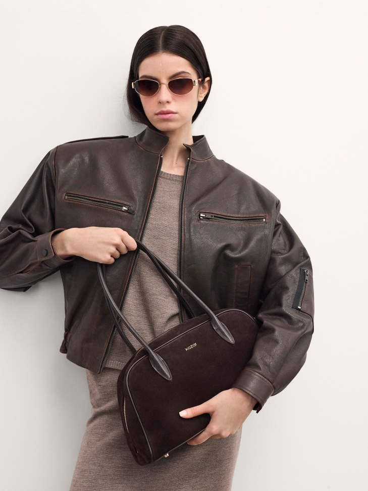 Barna velúr kézitáska KYLE