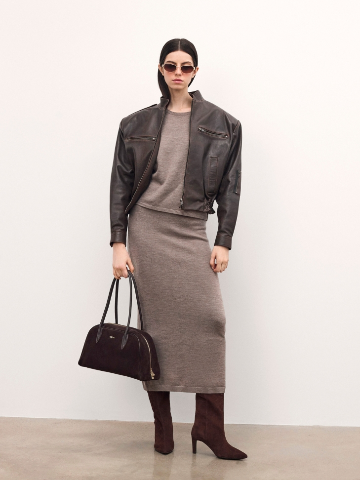 Barna velúr kézitáska KYLE